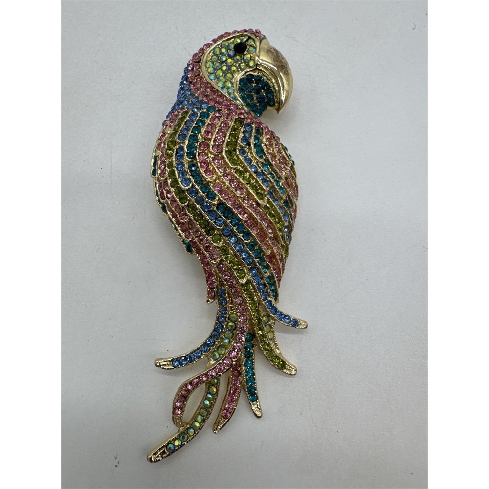 Large‎ Rhinestone Parrot Brooch Or Pendant (your Choice) 4 3/4" Long